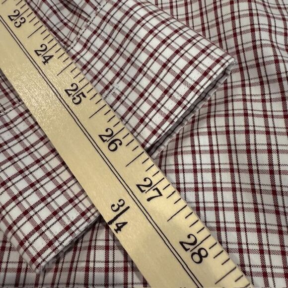 Lands' End Men's Button Front Shirt Burgundy Red White Traditional Fit 17-36T - Picture 9 of 10